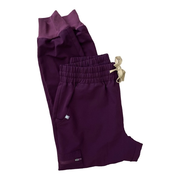 Figs Pants - Figs! Plum Purple and gold Zamora jogger high waist scrubs.